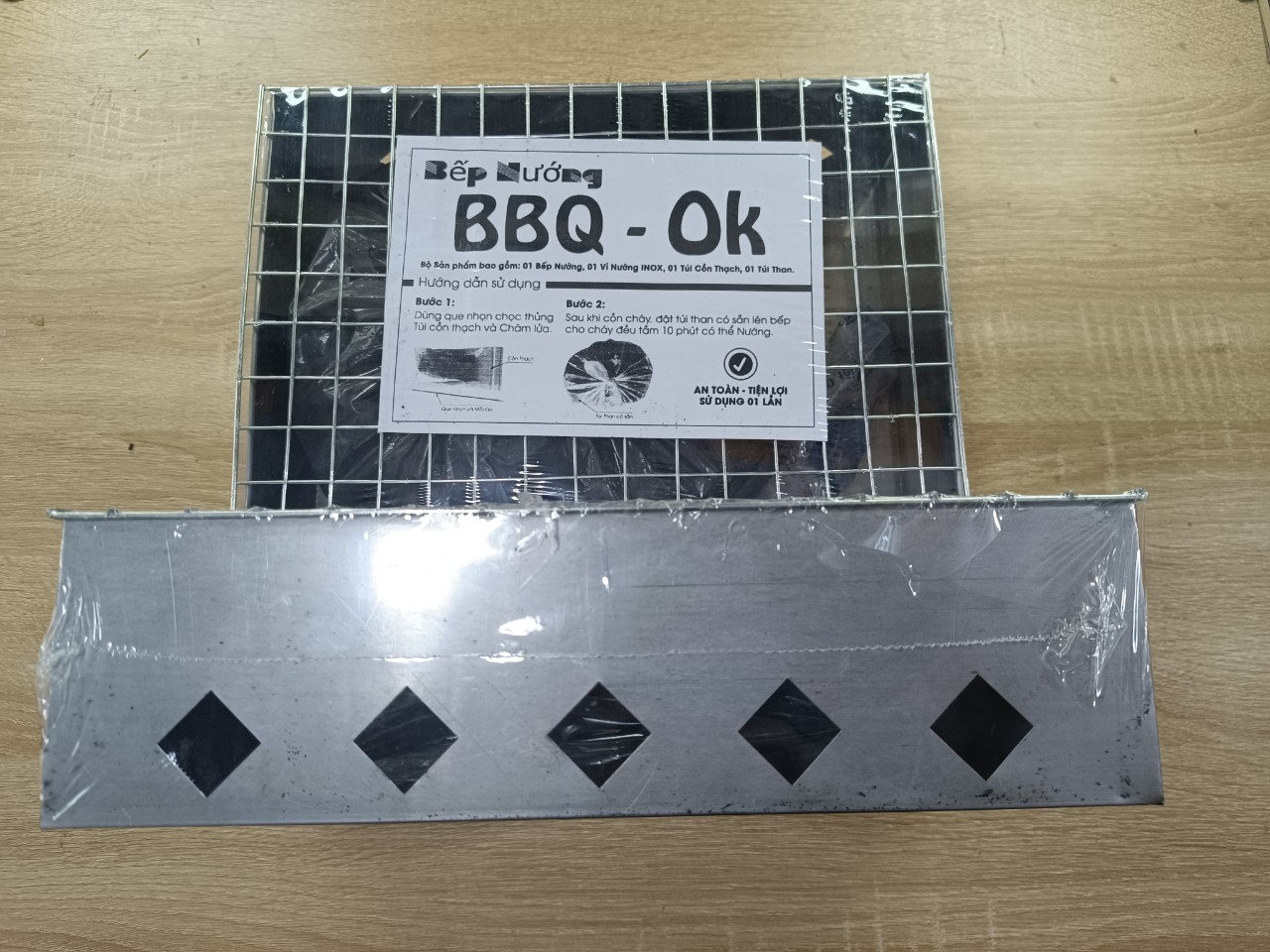 Bếp Nướng Than BBQ 31x21x9cm Tặng Kèm Túi Than Và Cồn