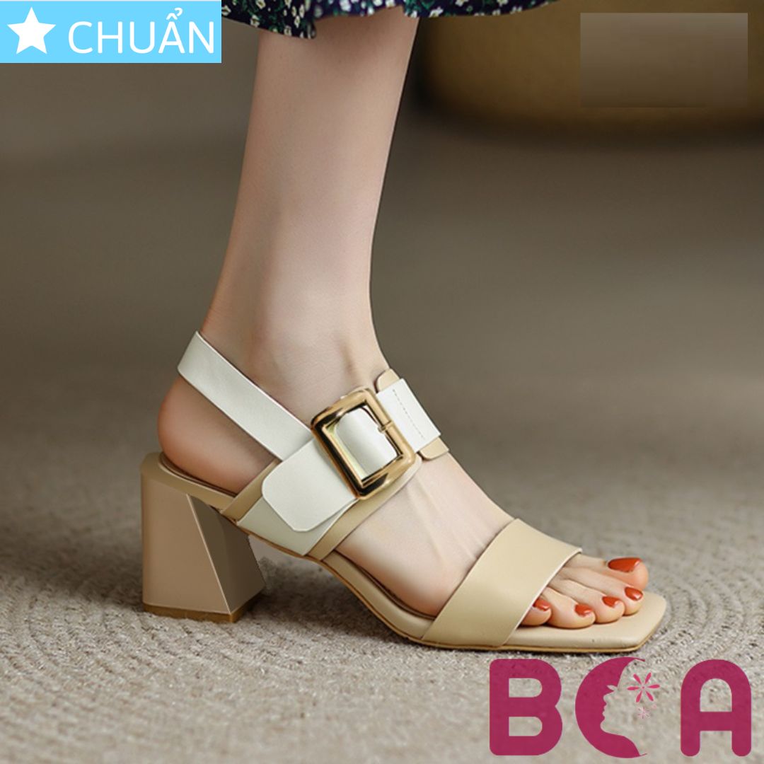 Giày cao gót nữ 5p RO534 ROSATA tại BCASHOP kiểu dáng sandal, phối màu sành điệu cùng chất liệu da êm chân - màu da