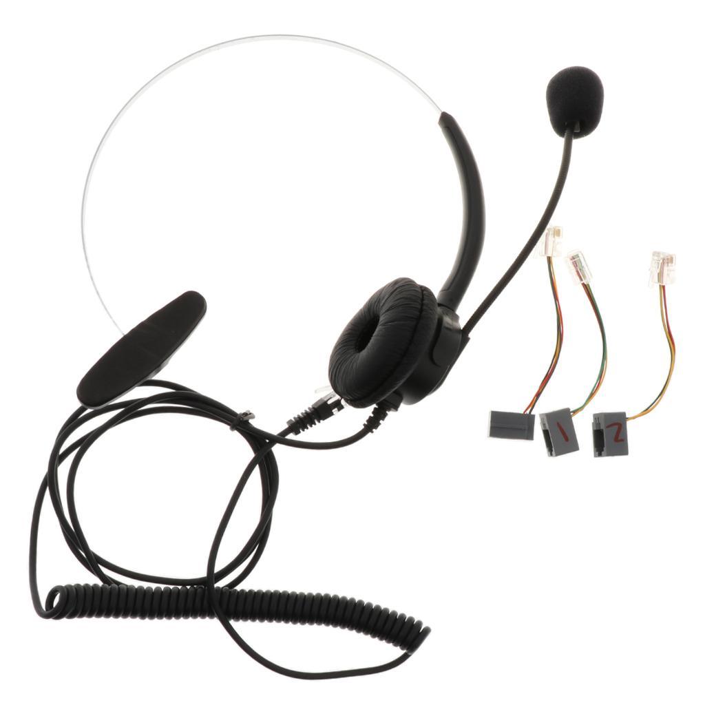 2xRJ9 Plug Call Center Telephone Headphone Noise Cancelling Monaural Headset