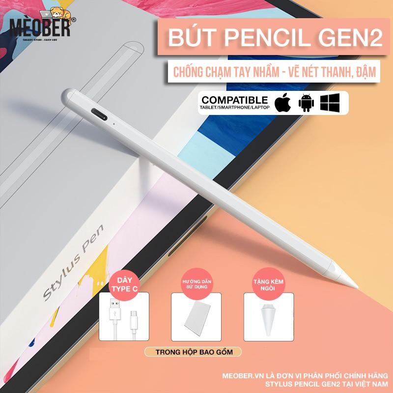 Bút cảm ứng Stylus Pencil Gen 2 - Chống chạm nhầm, vẽ nét thanh đậm, ghi chú dành cho iPad Pro 11, 12.9, Air3 4, Gen7 8