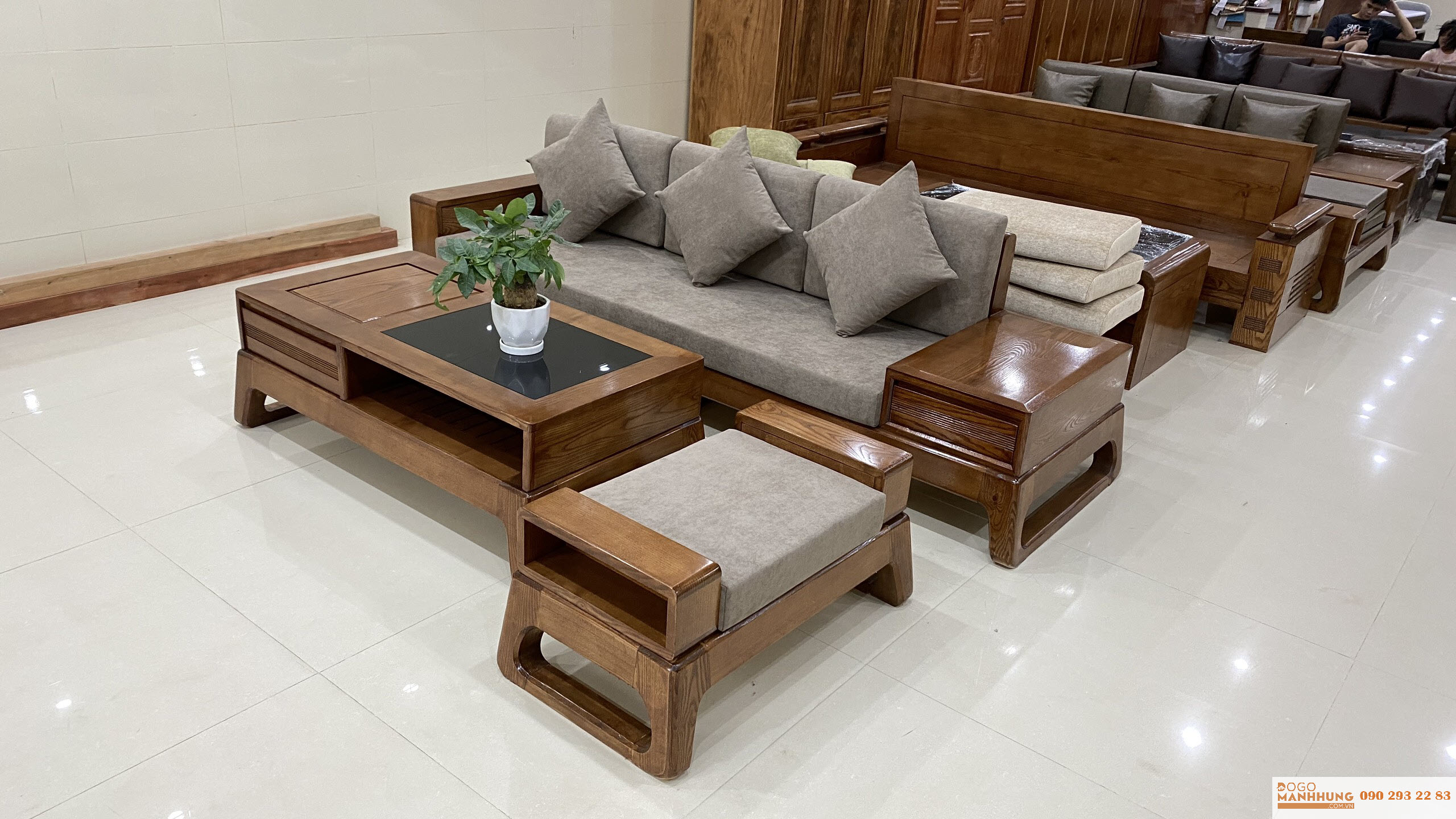 Bộ sofa gỗ sồi 3 món nhỏ xinh G06