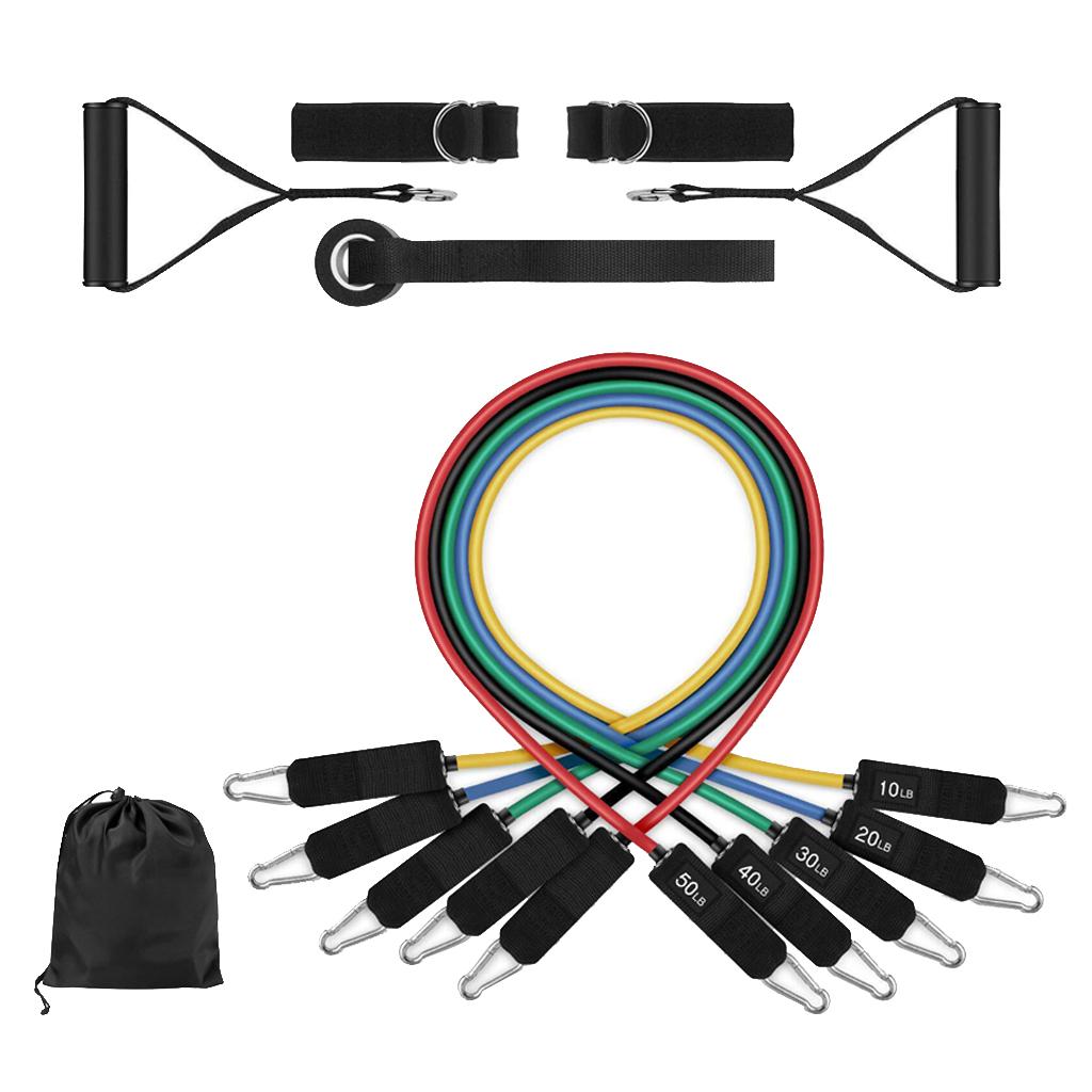 11 Pieces Resistance Bands Set with Foam Handles Workout Bands Gym Yoga Kit