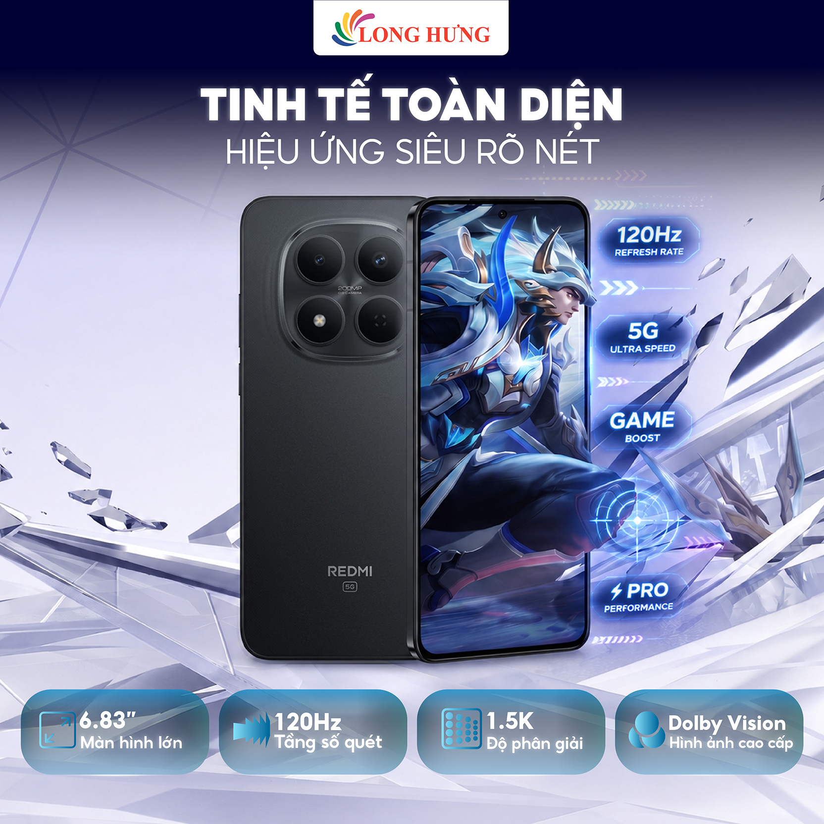 Điện thoại Xiaomi Redmi Note 15 Pro 5G (12GB/256GB) - Hàng chính hãng - 5