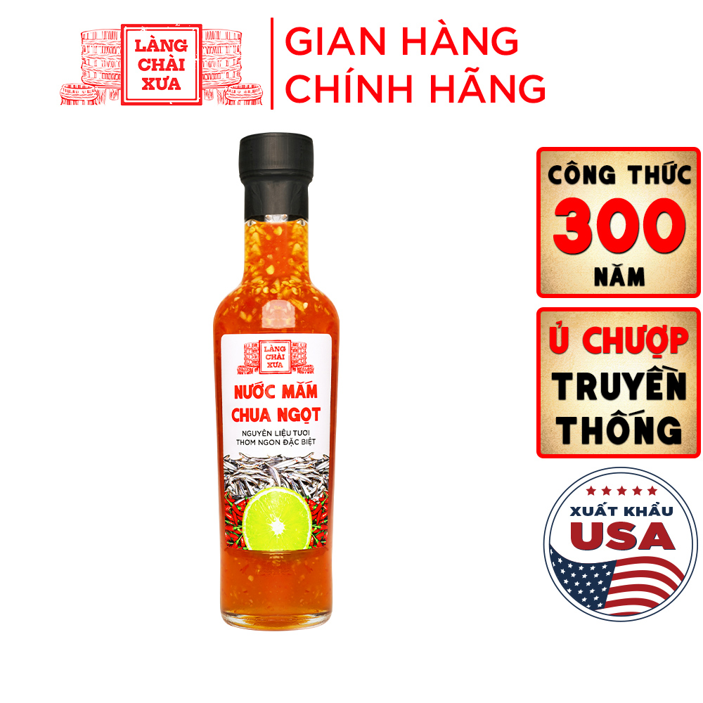 Đặc Sản Phan Thiết - Nước Mắm Chua Ngọt Cao Cấp Làng Chài Xưa, Nguyên Liệu Tươi, Thơm Ngon Đặc Biệt, Pha Sẵn Từ Chanh Tỏi Ớt Vị Đậm Đà Chai Thủy Tinh 300G