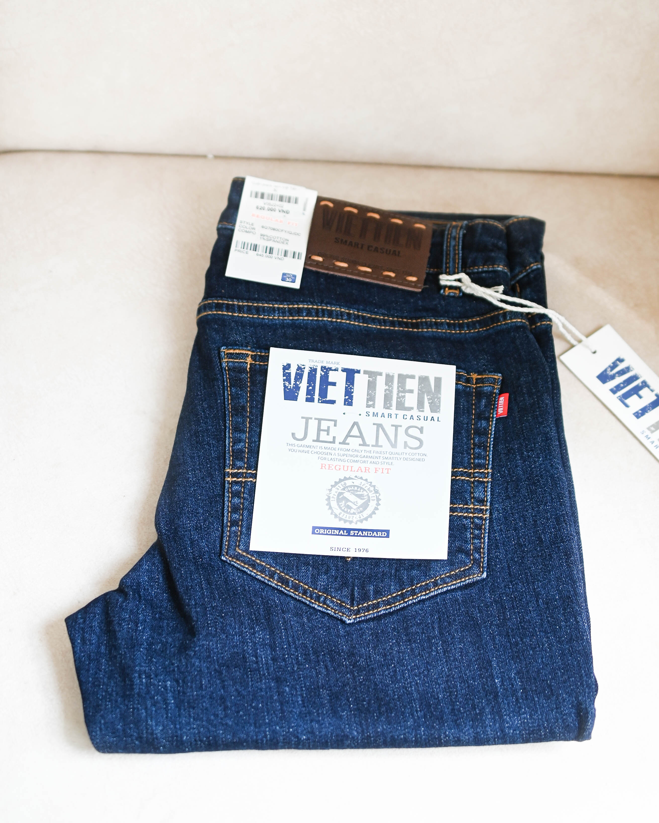 Quần jeans nam Việt Tiến form regular fit