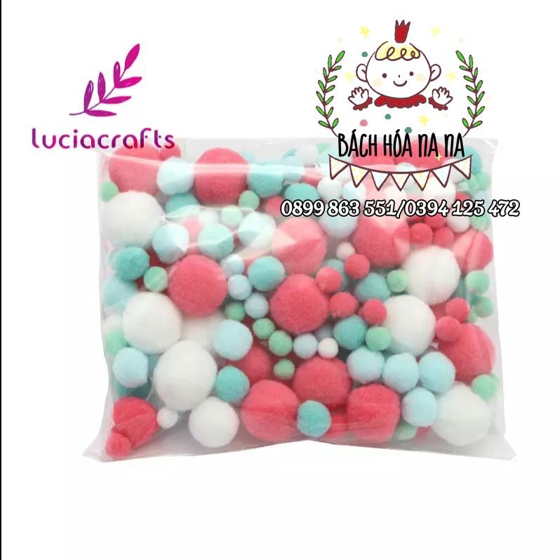 Pompom hỗn hợp nhiều màu nhiều size - pom pom trang trí-handmade shop