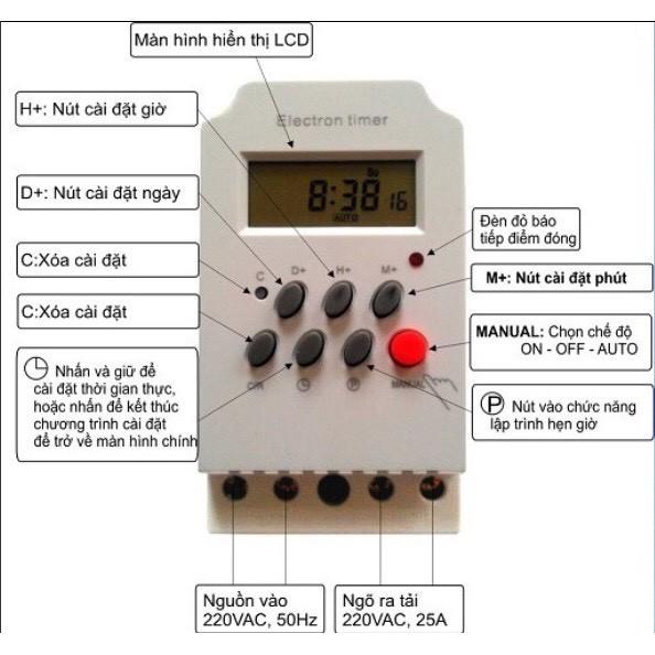 Timer hẹn giờ điện tử công suất lớn chuẩn 25A KG316T-II chính hãng