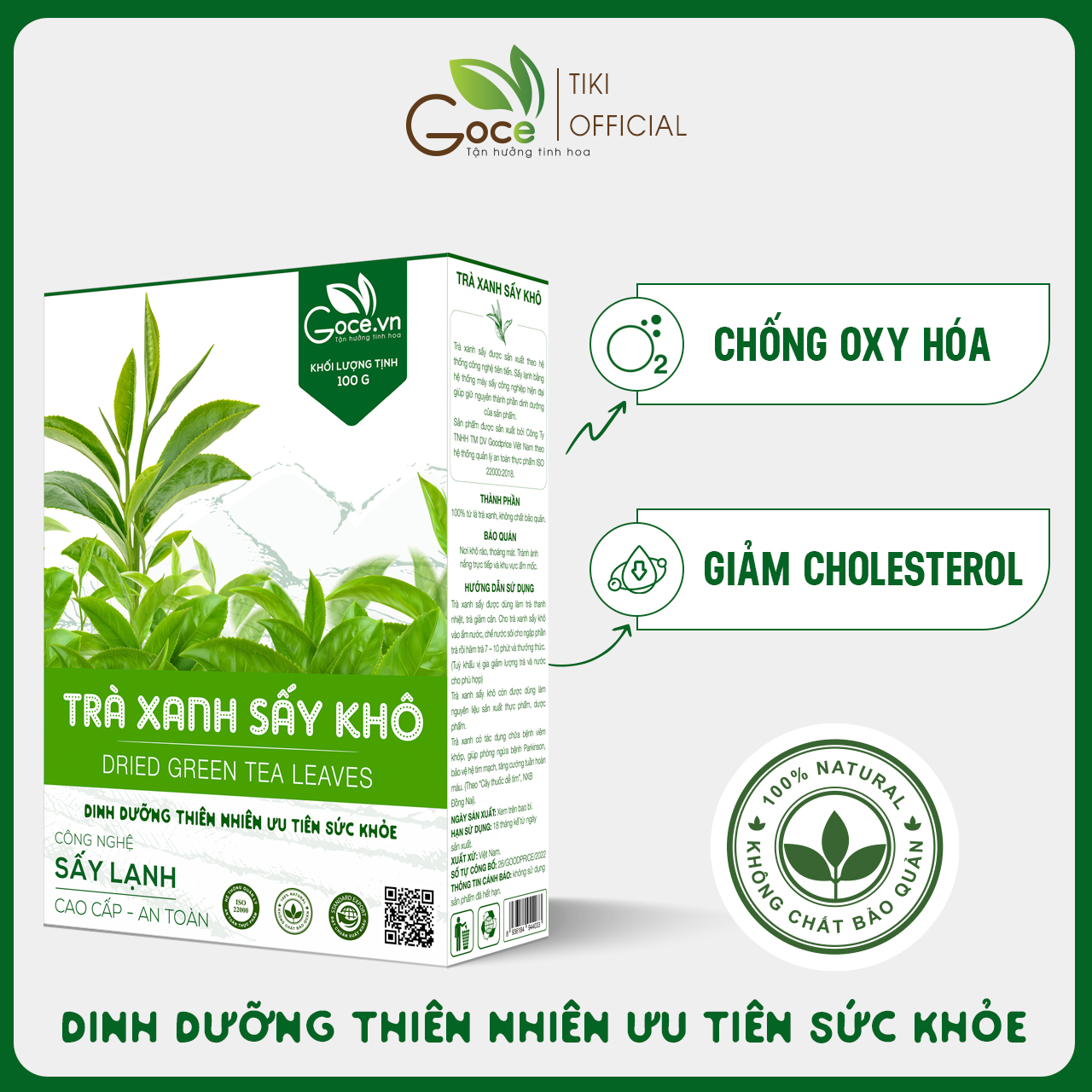 [Chống oxy hóa, giảm cholesterol] Trà xanh sấy khô Goce