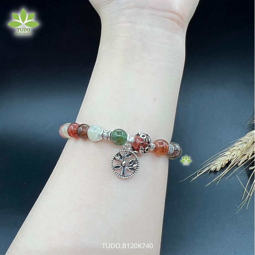 Vòng Tay Nữ Đẹp - Vòng Phong Thủy Đa Mệnh TUDO B120K740 VCBTAUL Charm Bạc Cây Mộc Tròn