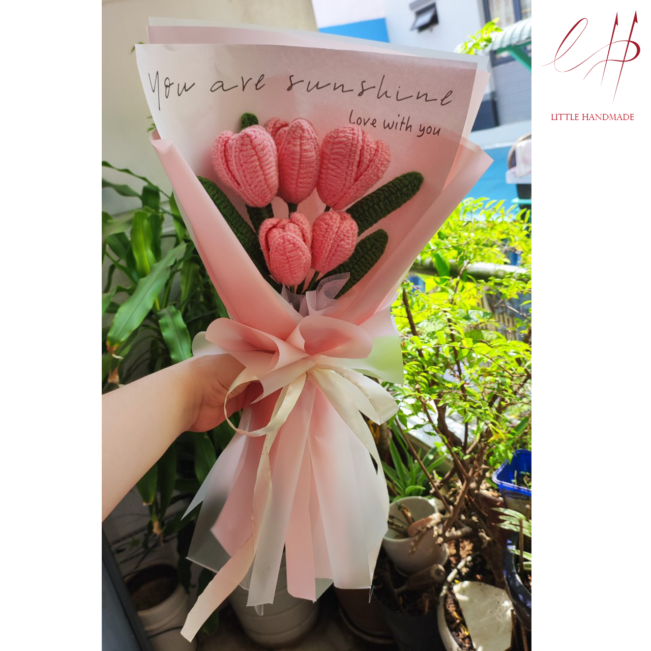 Quà tặng bó hoa tulip bằng len handmade dùng decor chụp ảnh, quà tặng, gói hoa