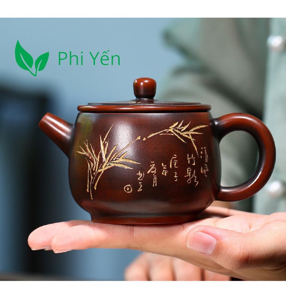 Ấm trà Tử sa Nê Hưng Khâm châu Thạch biều 220ml hàng siêu VIP HNNHTB160220