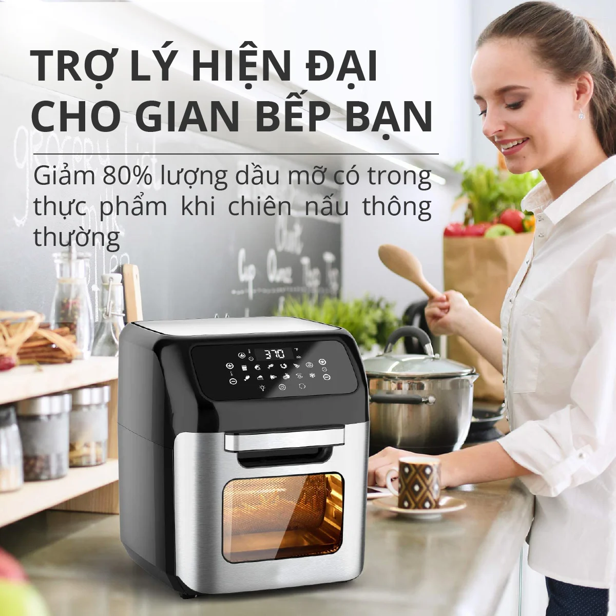 Nồi chiên không dầu 12L điện tử Mishio MK281 - Hàng chính hãng