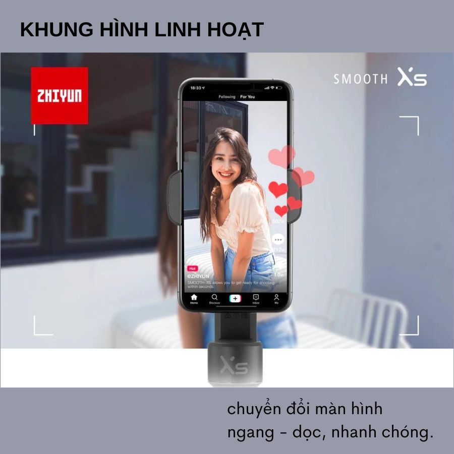 Gimbal chống rung Zhiyun Smooth XS - Tay cầm chống rung điện thoại 2 trục ổn định có khả năng kéo dài lên đến 26cm ấn tượng - Hàng nhập khẩu