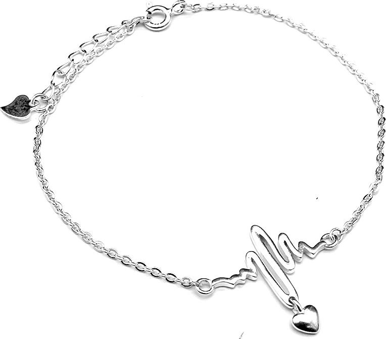 Lắc Tay Nữ Bạc Hiểu Minh LTU294 nhịp tim bạc ý
