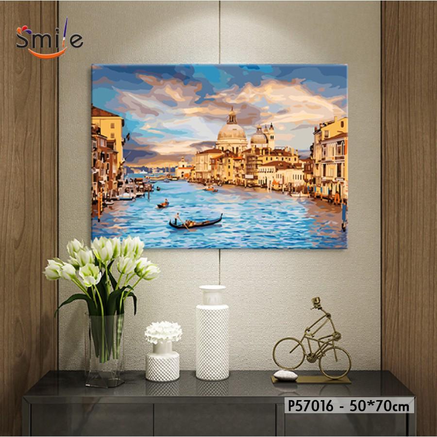 Tranh tô màu theo số sơn dầu số hóa cao cấp Smile trang trí Tổng hợp mẫu size 50x70cm