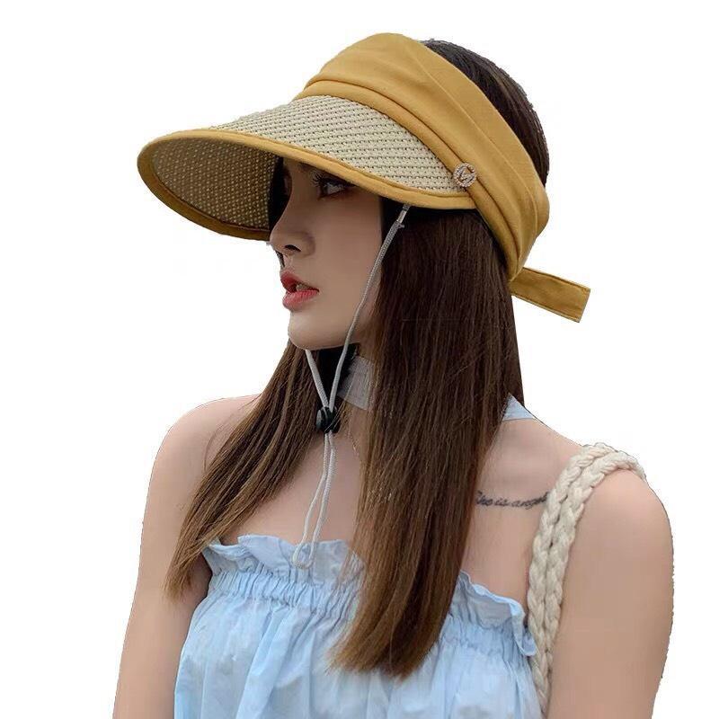 Mũ cói lưỡi trai Chống Nắng Tia Uv nửa đầu Vành rộng Nón hở chóp thời trang nhiều màu cho phái đẹp Phong cách hàn quốc