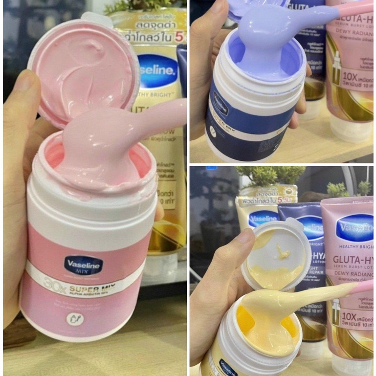 Hũ Kem kích trắng da Vaseline ban đêm Thái Lan hộp 200gram-hũ hồng