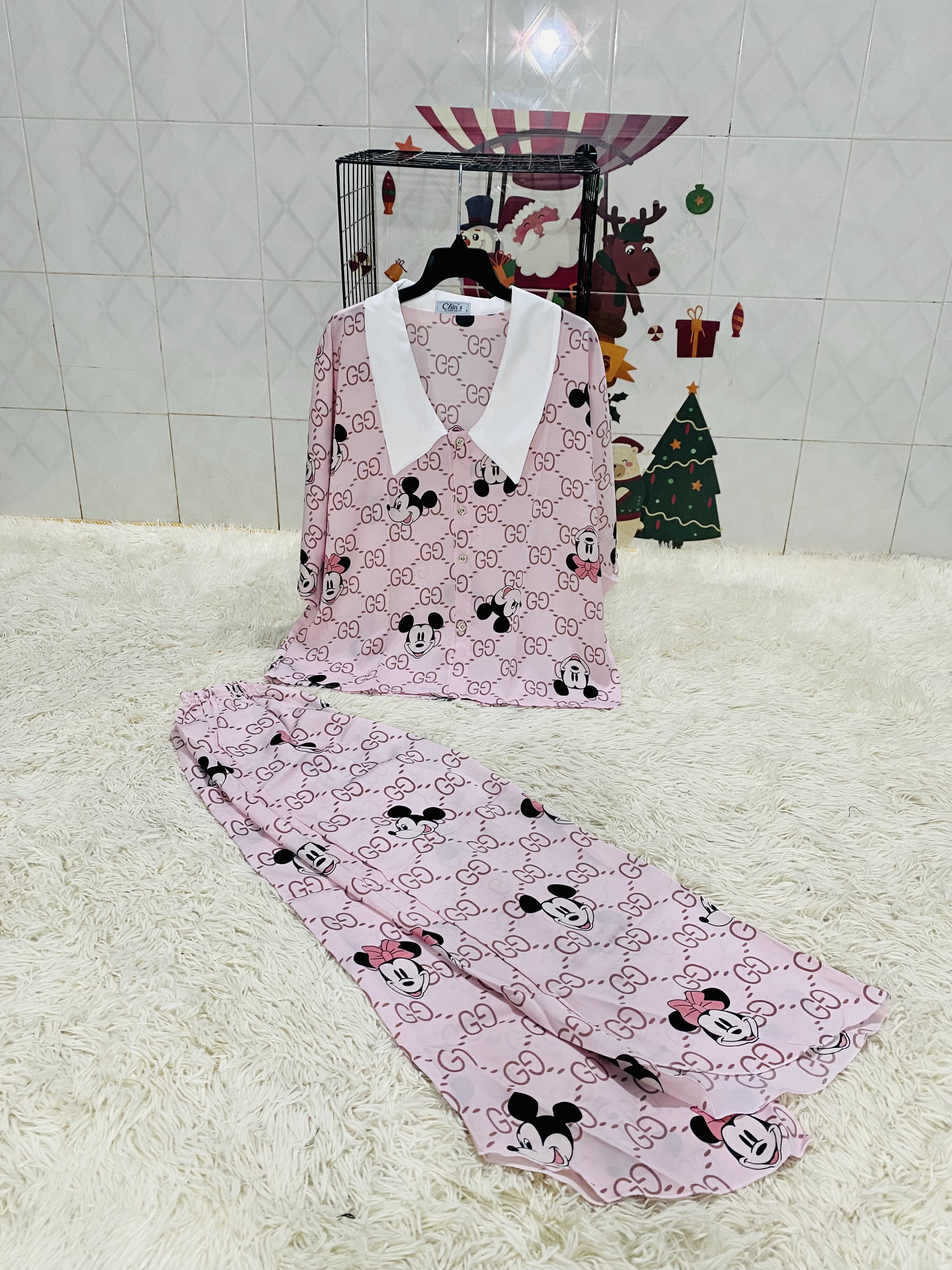 Bộ Pijama đồ mặc nhà chất liệu Lụa Satin xinh xắn