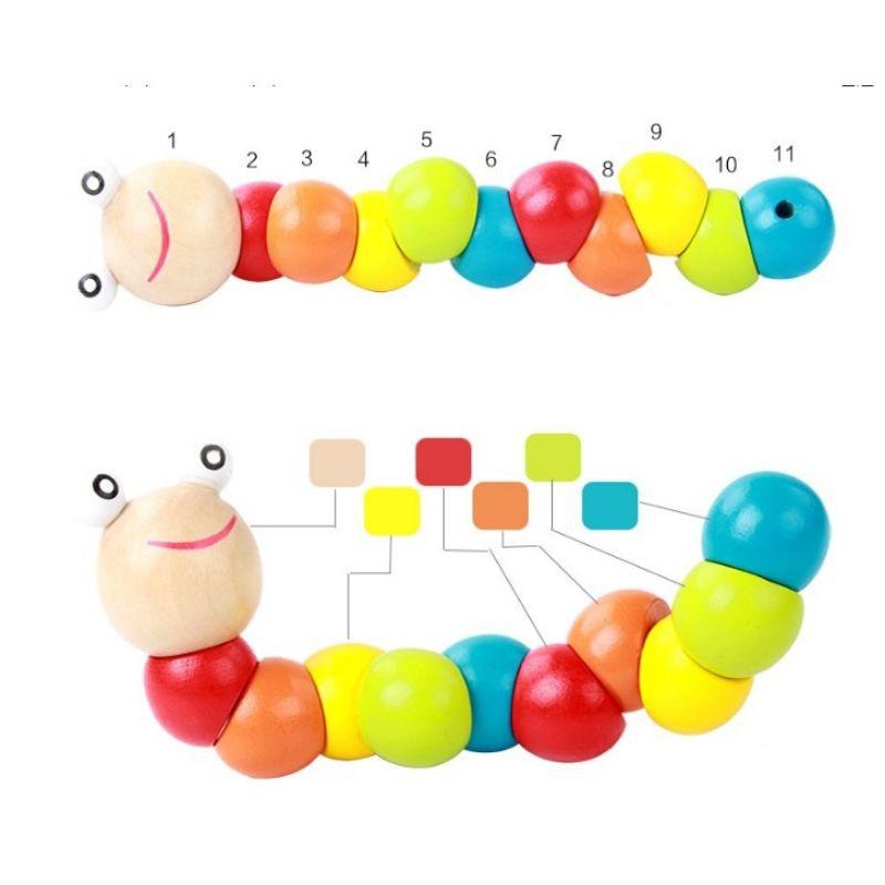 Đồ chơi con sâu gỗ uốn dẻo cho bé