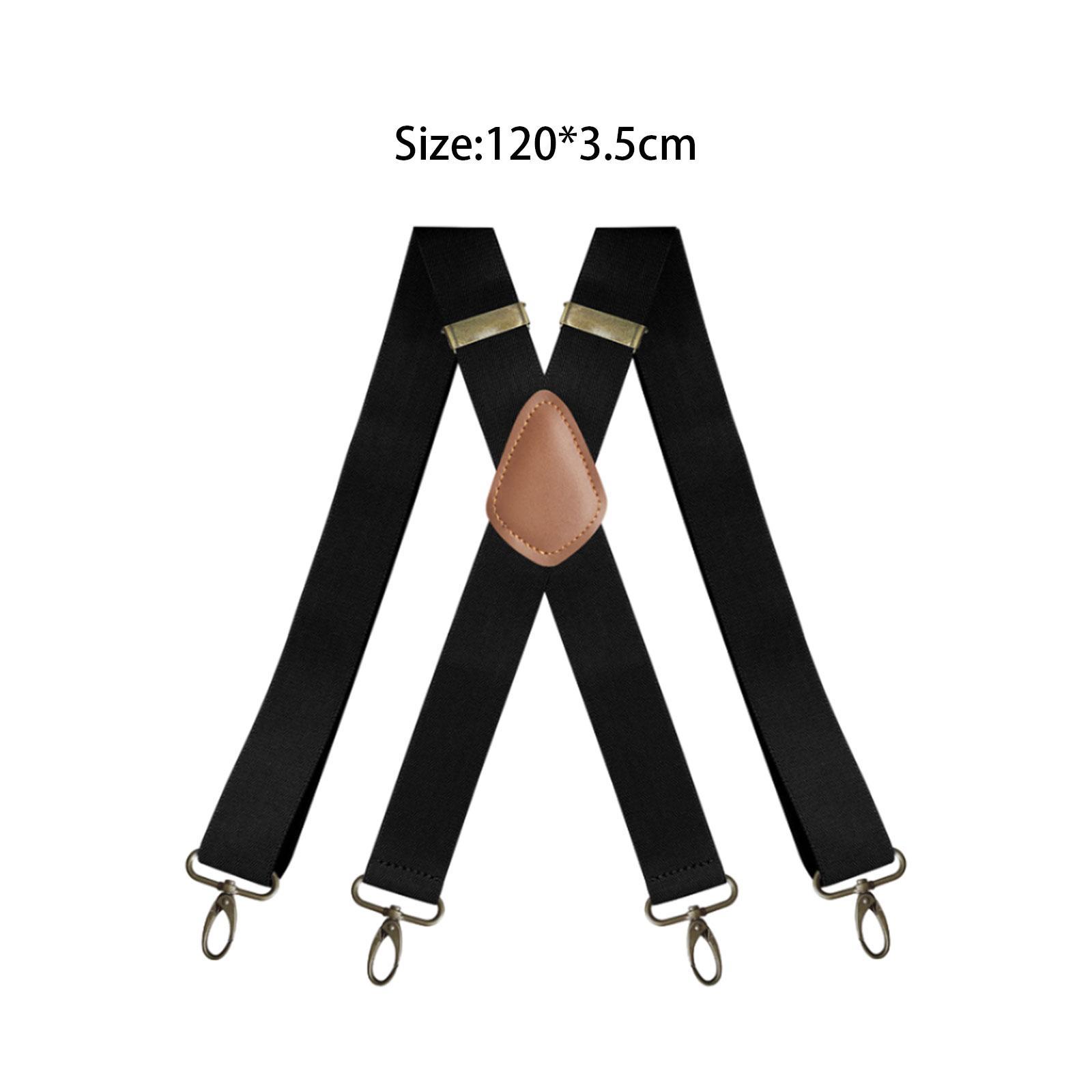 Suspenders for Men Elastic Straps Trouser 4 Clips x Shaped 3.5cm Wide