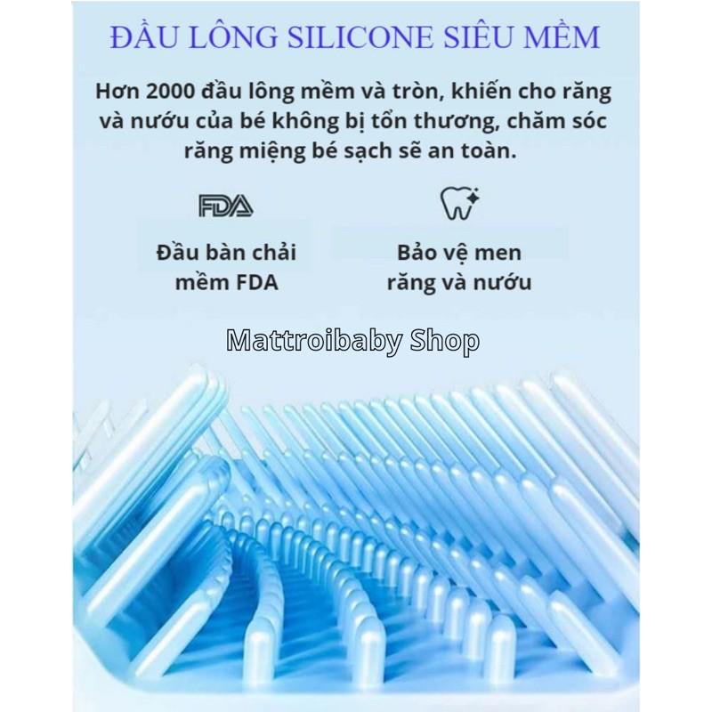 Bàn chải đánh răng trẻ em chất liệu silicon mềm, hình chữ U xoay 360 cho bé từ 2-6 tuổi