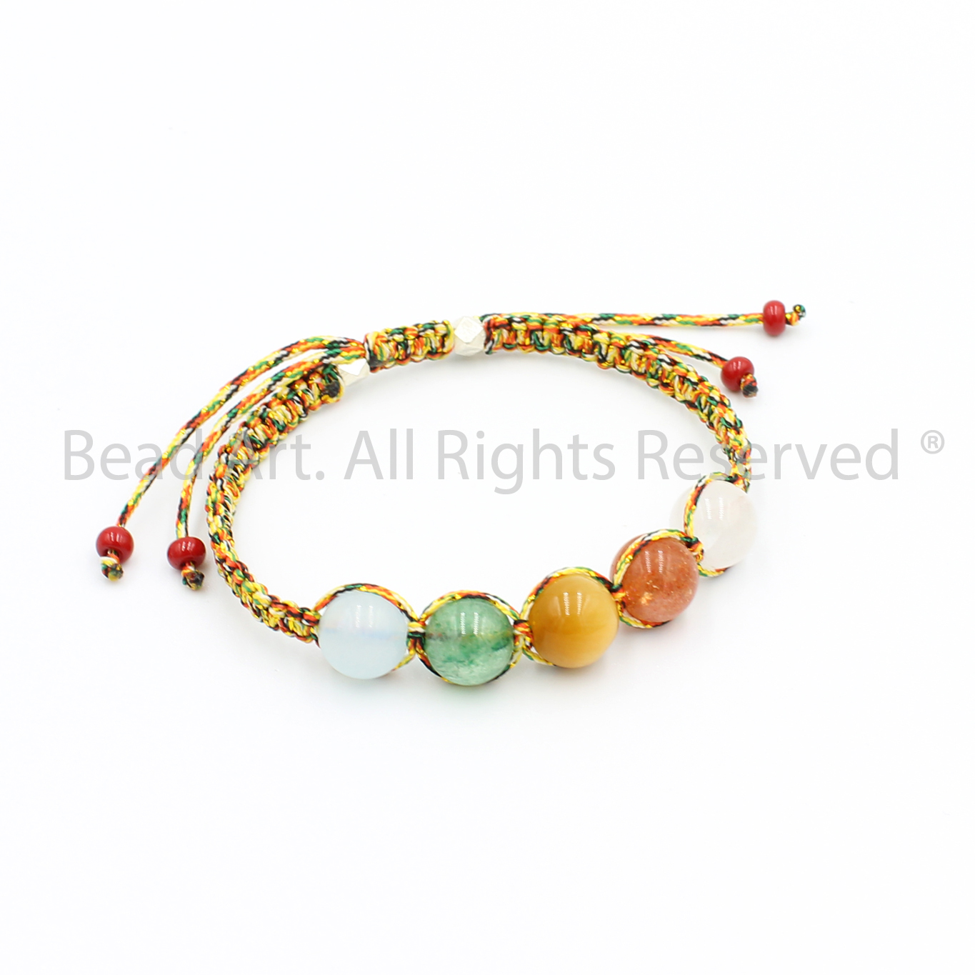 Vòng Tay Thắt Dây Ngũ Sắc Ngũ Hành, 5 Loại Đá Thiên Nhiên, Vòng Tay Phong Thuỷ, Mọi Cung Mệnh - Bead Art