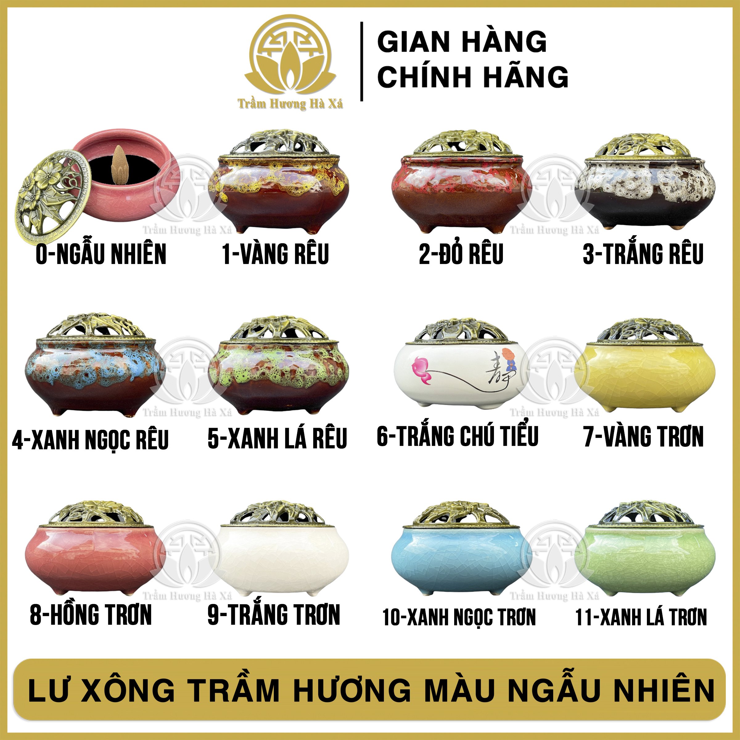 Lư xông trầm hương HÀ XÁ nhiều màu đồ thờ cúng phong thủy tẩy uế