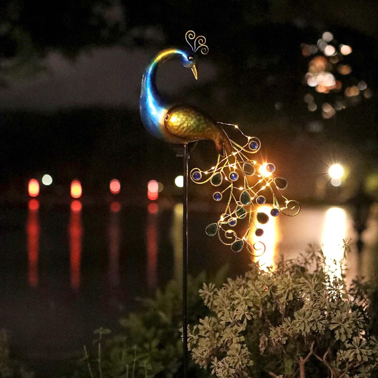 Solar Garden Lights Peacock Figurine Lights Garden Stakes Lamp for Pathway