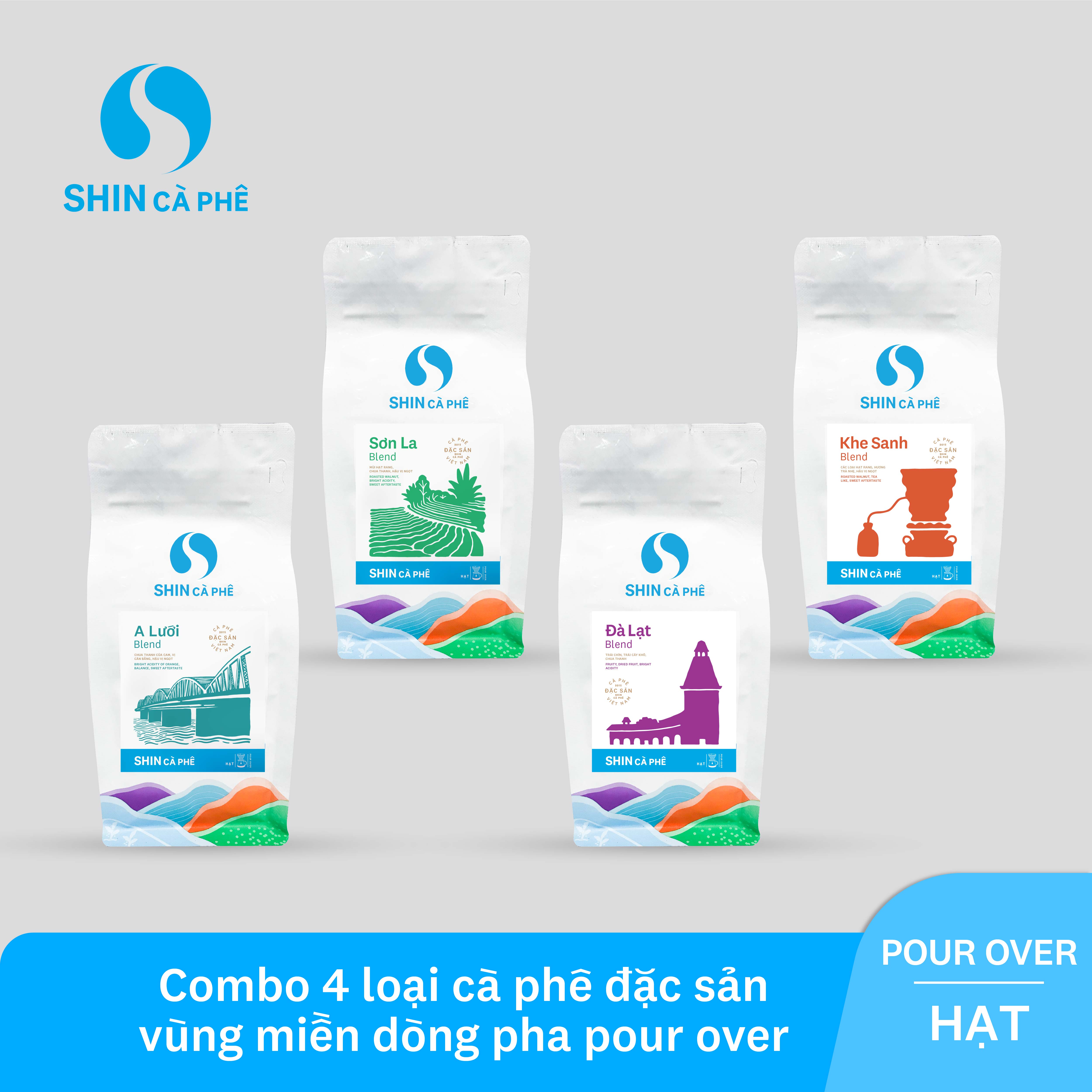 Combo Tiết kiệm - 4 túi cà phê đặc sản pha thủ công SHIN Cà Phê