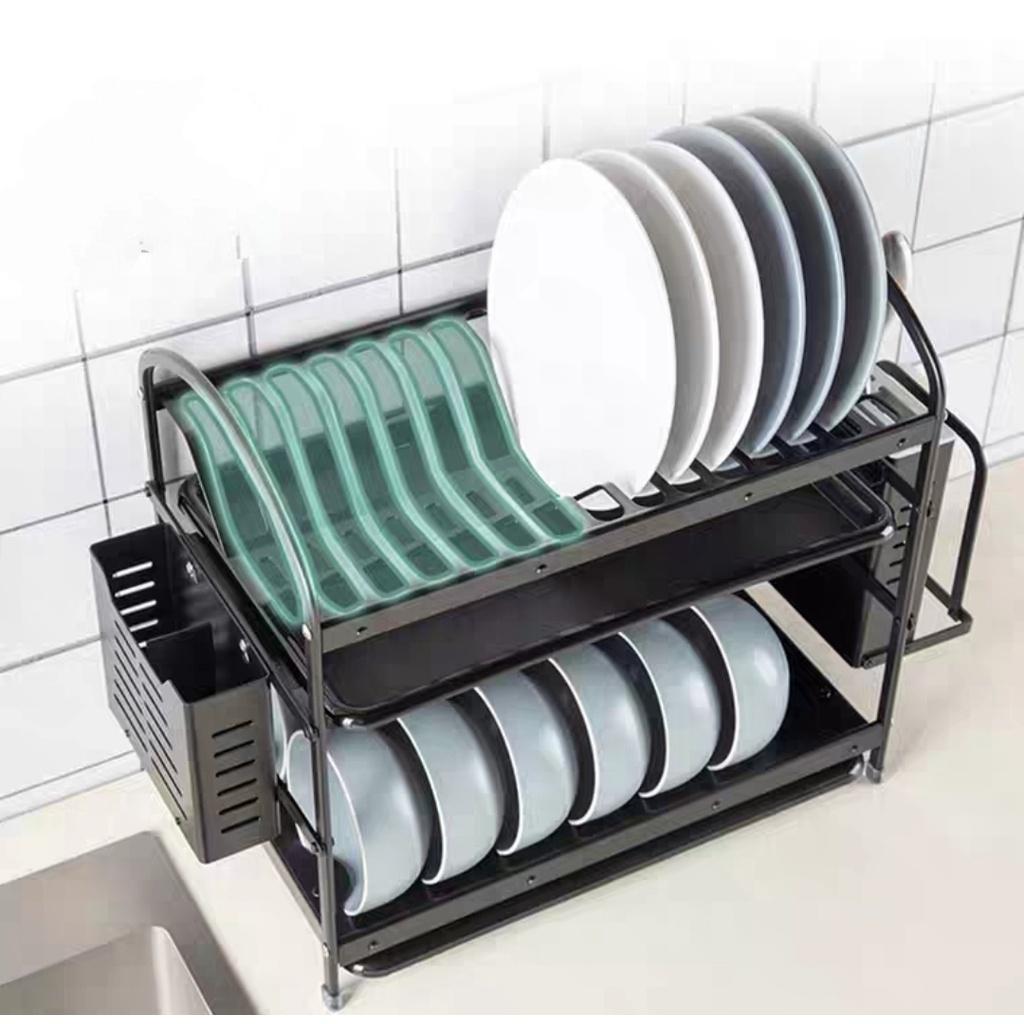 Kệ úp chén, dĩa inox, kệ để chén dĩa thông minh 2 tầng đa năng sơn tĩnh điện