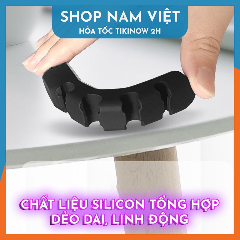 Hình ảnh Thanh Kẹp Silicon Dán Tường Quản Lý Dây Cáp, Dây Sạc Điện Thoại - Hàng Chính Hãng