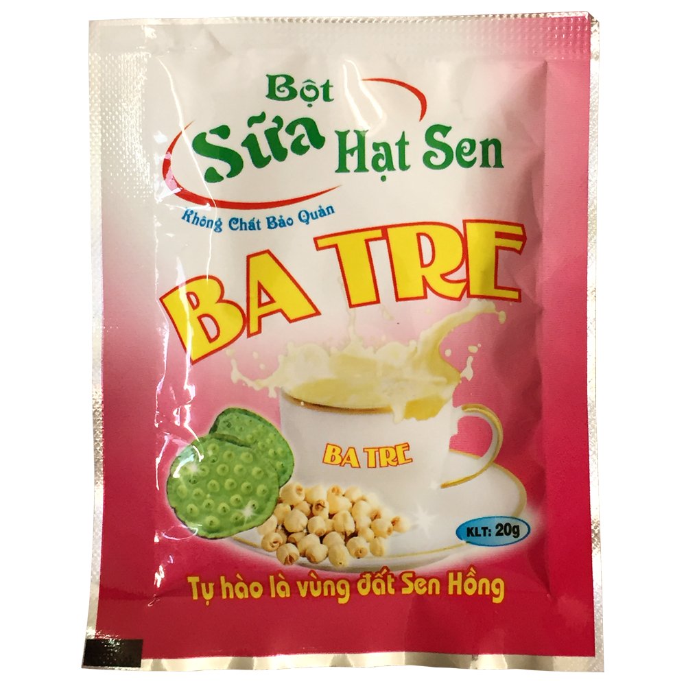 Bột Sữa Hạt Sen BA TRE (10gói x 20g) - Vị thanh ngọt, thơm béo - mang đậm hương vị đặc trưng của quê hương Đồng Tháp - Giàu dinh dưỡng, năng lượng dồi dào, giúp chắc khoẻ xương