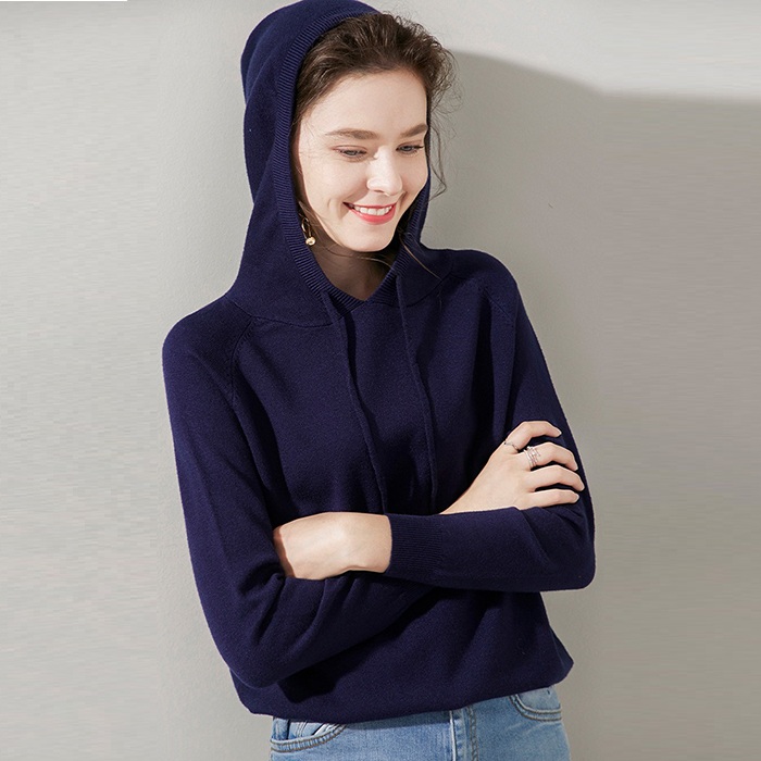 Áo len nữ thu đông dáng hoodie, chất len dày dặn mềm mịn, thời trang trẻ, phong cách Hàn Quốc