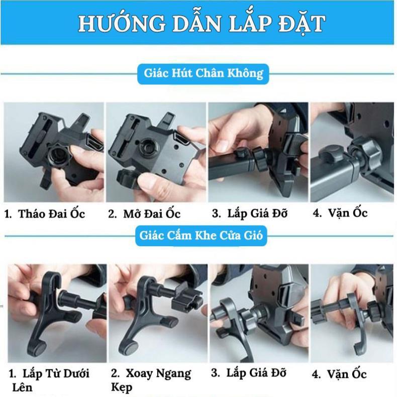 Giá Đỡ Điện Thoại Trên Ô Tô, Xoay 360 ĐỘ - Kẹp Điện Thoại Thông Minh , Gắn Trên Taplo Và Khe Cửa Gió Điều Hòa Ver1 z