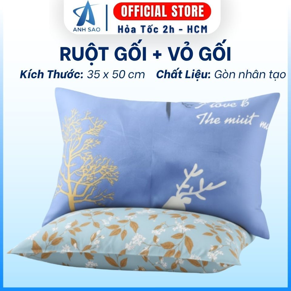 Gối hơi 35 x 50 cm cao cấp A có khoá kéo tiện lợi  đã gồm vỏ gối - giao vỏ gối mẫu ngẫu nhiên - 1 cặp gối  1 cặp vỏ