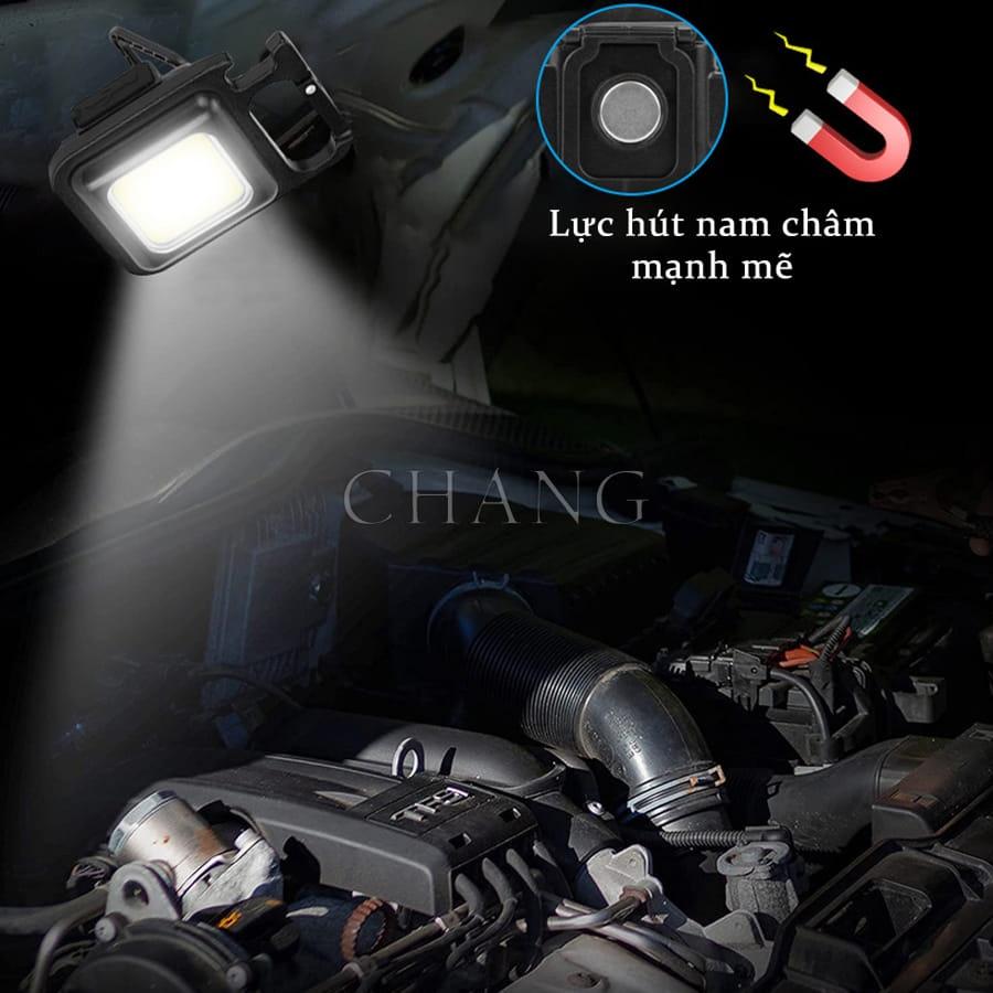 Móc Chìa Khoá Đèn Pin Đa Năng LED COB Siêu Sáng Tích Hợp Mở Bia, Chống Nước, Dùng Pin Sạc USB, Có Nam Châm Đính Kèm