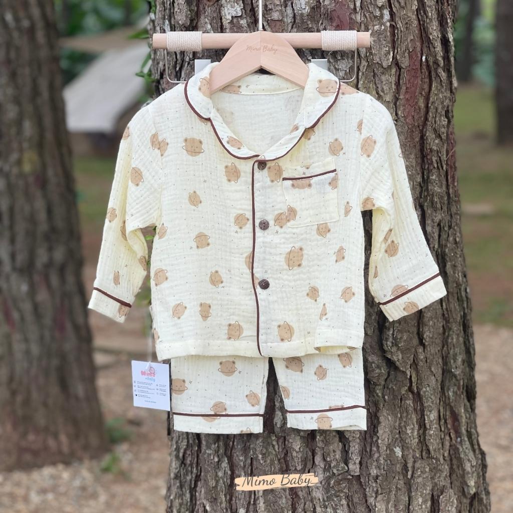 Bộ đồ pijama mùa thu đông chất xô muslin phong cách hàn quốc cho bé QA50 Mimo Baby