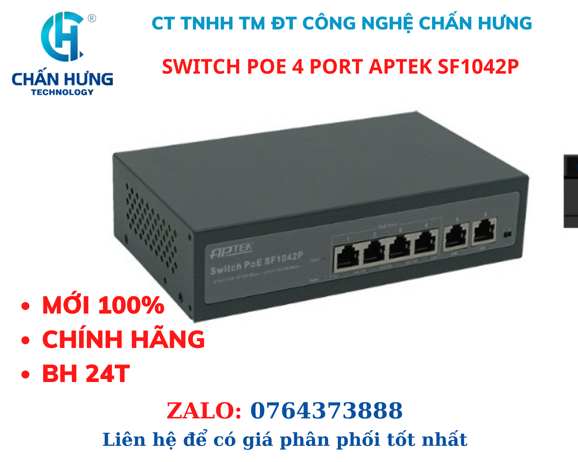 PoE Switch APTEK SF1042P 4-Port 10/100Mbps - HÀNG CHÍNH HÃNG