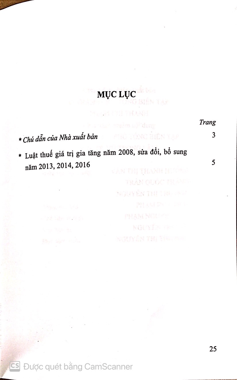 Luật thuế giá trị gia tăng năm 2008, sửa đổi, bổ sung năm 2013, 2014, 2016