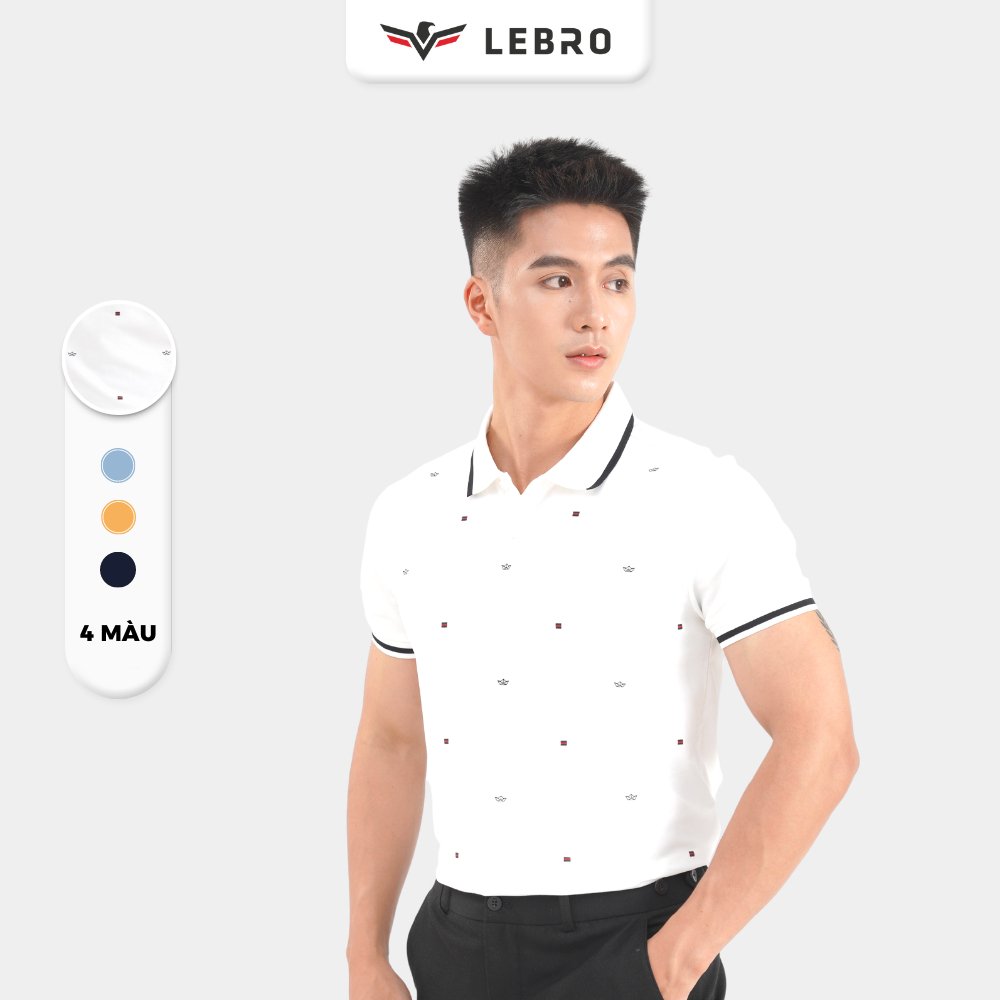 Áo polo nam, áo thun nam có cổ in hoạ tiết chất liệu cotton CVC cao cấp, dáng thể thao slimfit trẻ trung LEBRO TPL23-03