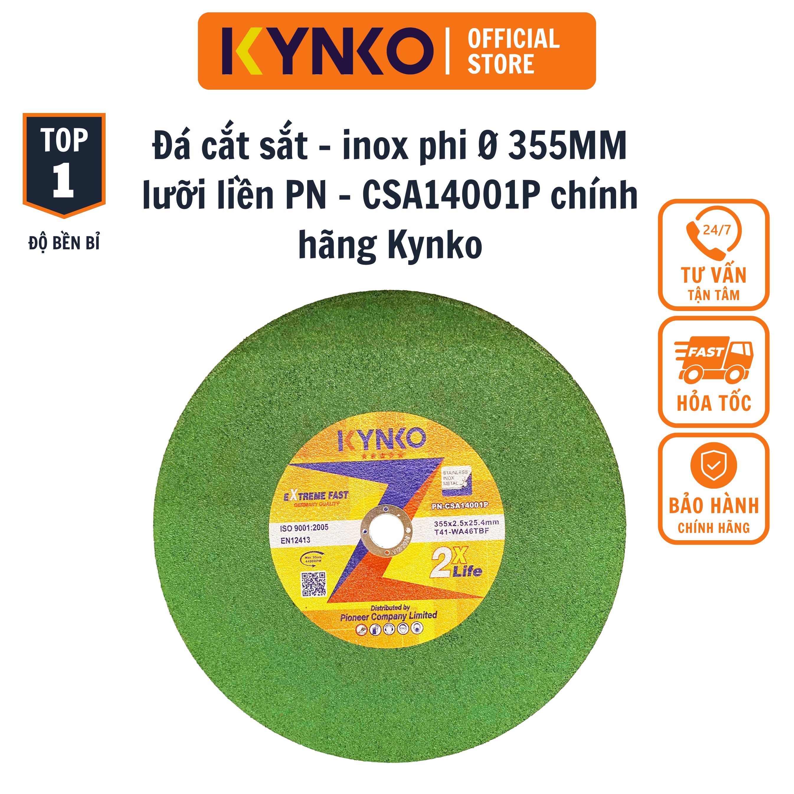 Đá cắt sắt - inox phi Ø 355MM lưỡi liền PN - CSA14001P chính hãng Kynko