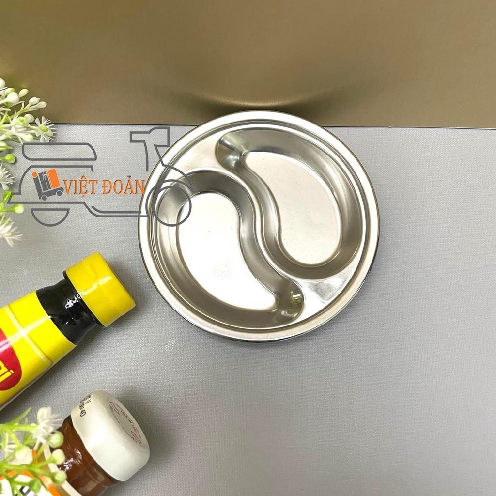 CHÉN NƯỚC CHẤM MINI, DĨA ĐỰNG GIA VỊ / nước mắm muối phục vụ tại bàn - INOX cao cấp, thiết kế 2 NGĂN, 3 NGĂN tiện dụng