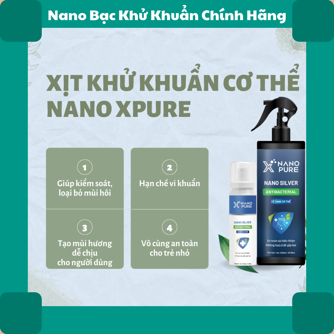 Chai xịt khử mùi khử khuẩn Nano xpure vệ sinh cơ thể 500ml