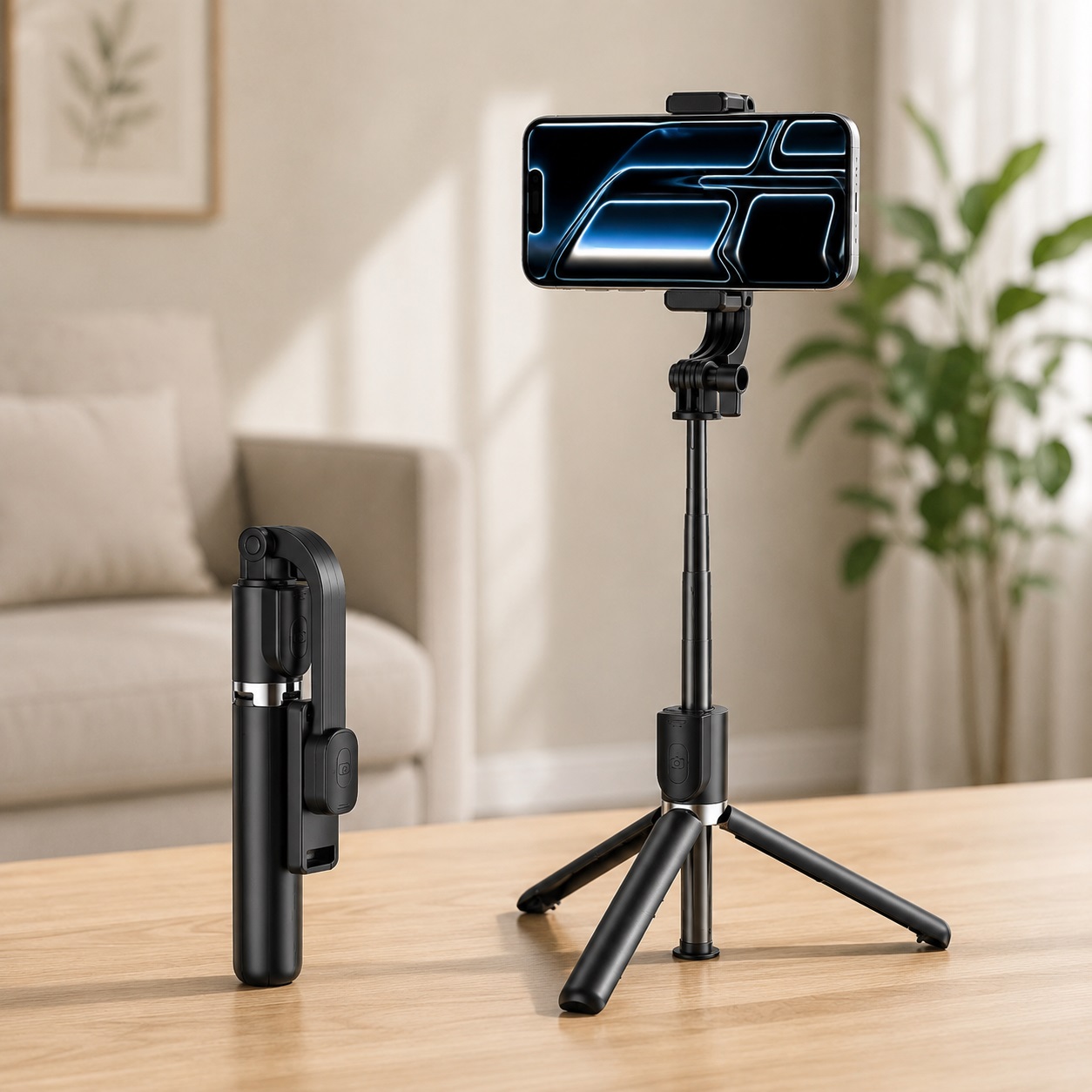 Gậy chụp hình selfie kiêm tripod xoay 360 độ AI thông minh WIWU Wi-SEO18 cho iPhone, samsung - Tripod 3 Chân, Remote Tháo Rời, Kéo Dài 91cm, Gập Gọn 15.5cm, Xoay 360°, Cho Điện Thoại 4.7-6.9 Inch - Hàng nhập khẩu