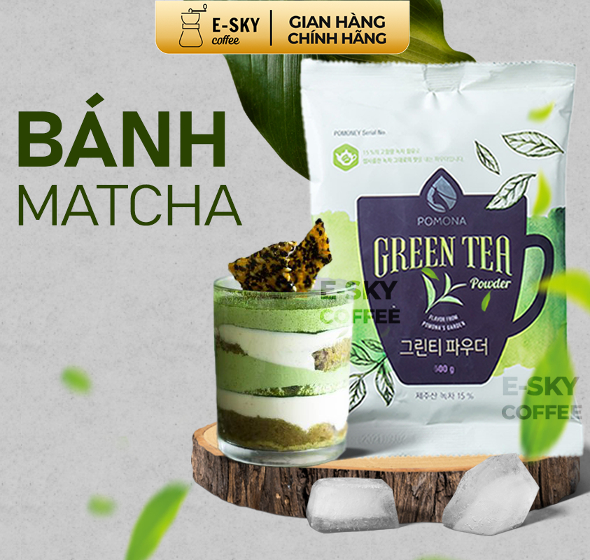 Bột Trà Xanh POMONA Green Tea Powder Nguyên Liệu Pha Chế Cà Phê Trà Xanh Đá xay Milk Foam Hàn Quốc 800g