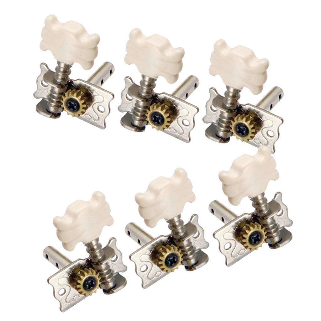 Set of 6 Classical Pegs Machine Heads with Cream Button