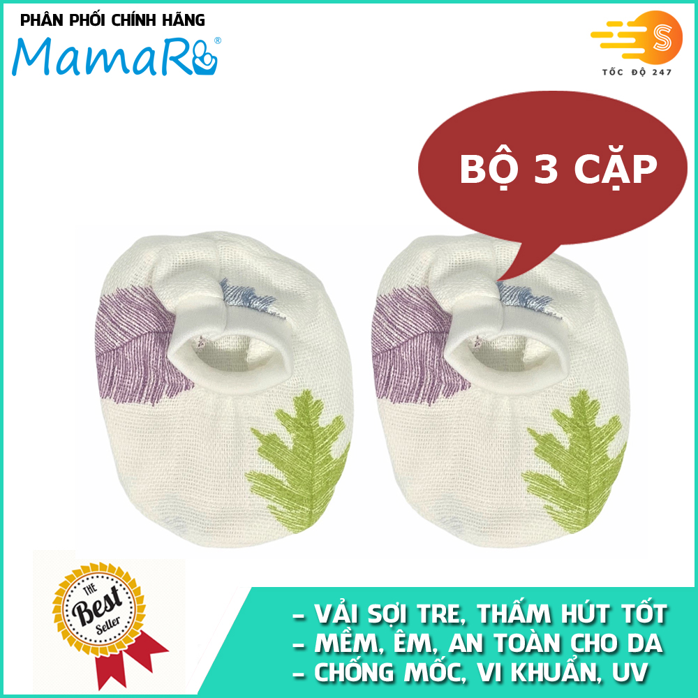 Bộ 3 cái bao chân giữ ấm vải sợi tre cho bé mềm mại Mamaru MA-BC01 - Diệt khuẩn, hút ẩm tốt, kháng tia UV