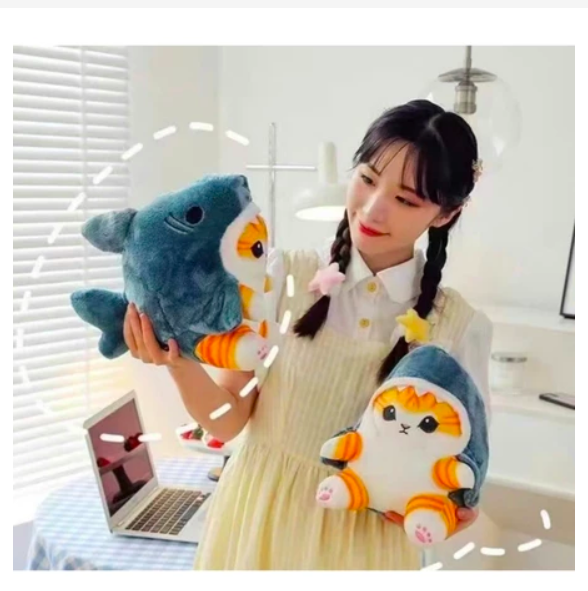 Thú nhồi bông mèo nốt cá mập đáng yêu - Size từ 33cm đến 40cm - Quà tặng gấu bông mèo cá mập đáng yêu