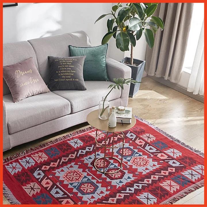 Thảm thổ cẩm vintage phong cách Bắc Âu trang trí nhà thêm sinh động 90x180cm