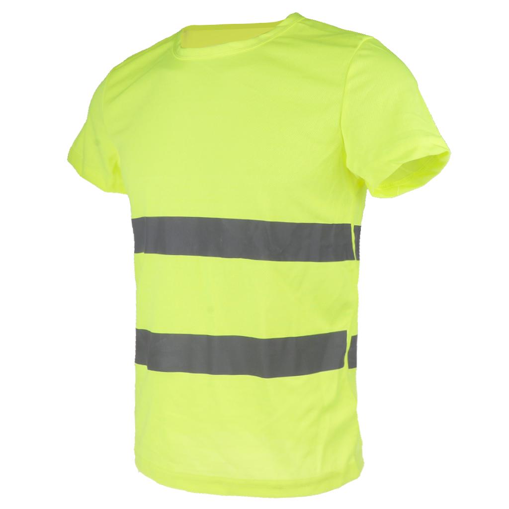 2xReflective T Shirt Safety Quick Dry High Visibility Short Sleeve L-XXXL Yellow L